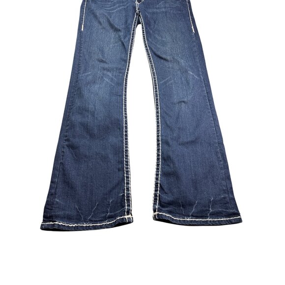 L.A. Idol USA Juniors Bootcut Jeans 11 Vintage Y2K Flap Pockets Rhinestones Blue - Picture 3 of 10